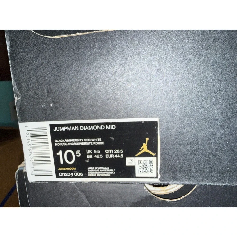 Jordan Jumpman Diamond Mid Black University Red Mens Basketball Shoes CI1204-006